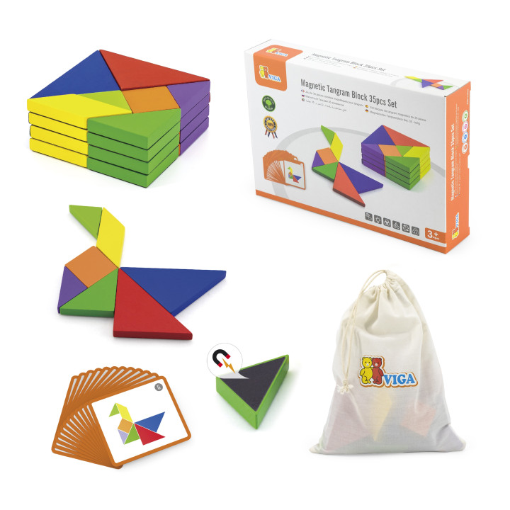 Viga Tangram Drewniana Gra Logiczna Układanka Klocki Łamigłówka