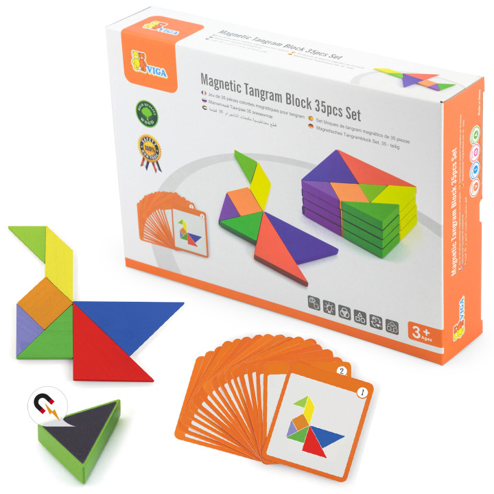 VIGA Tangram Wooden Logic Game Puzzle FSC Certified
