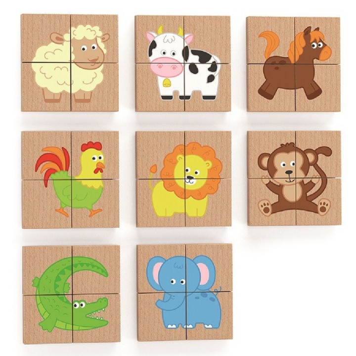 Drewniane Puzzle Magnetyczne Zwierzęta Układanka Viga Toys
