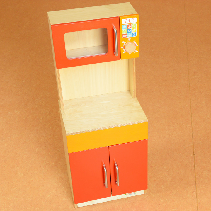 MASTERKIDZ Wooden Kitchen Shelf Kitchen Cabinet + Microwave