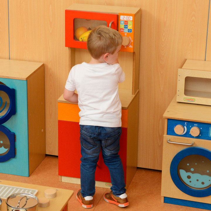 MASTERKIDZ Wooden Kitchen Shelf Kitchen Cabinet + Microwave