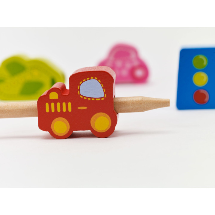 CLASSIC WORLD Wooden Threading Blocks Road Traffic 13 pcs.
