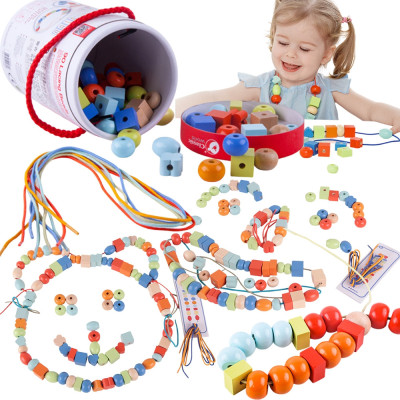 CLASSIC WORLD Wooden Beads for Stringing 96 Pieces
