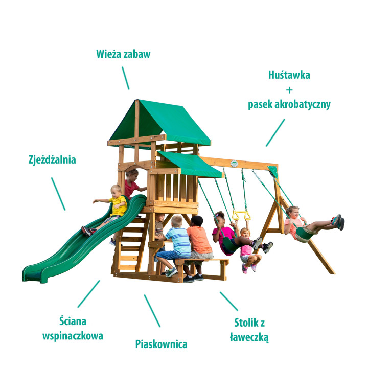 BACKYARD DISCOVERY Belmont Wooden Playground 6-in-1