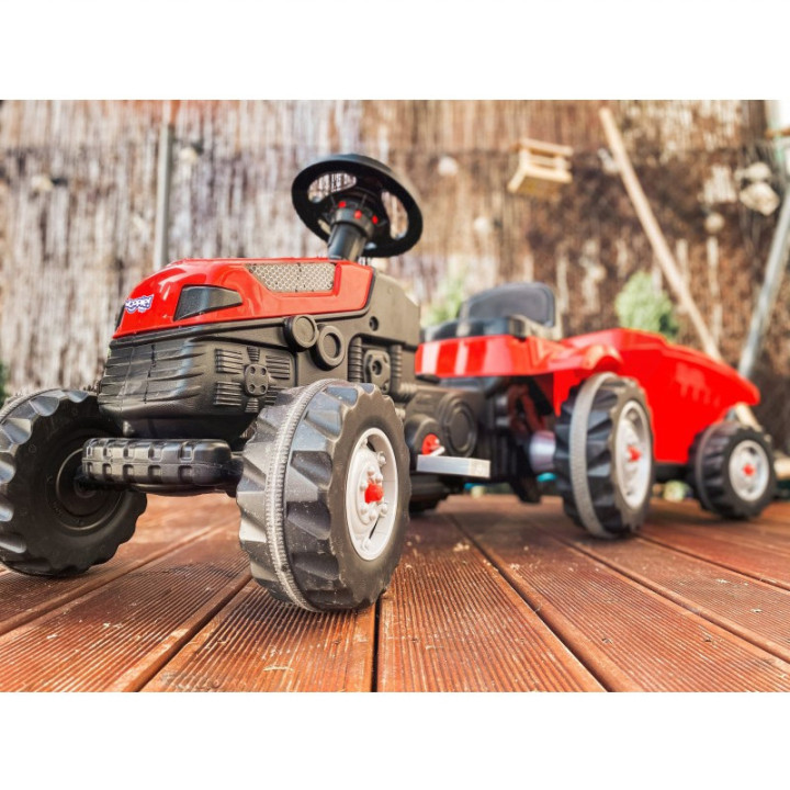 WOOPIE Traktor MAX na pedały z przyczepą czerwony