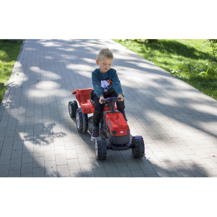WOOPIE Traktor MAX na pedały z przyczepą czerwony