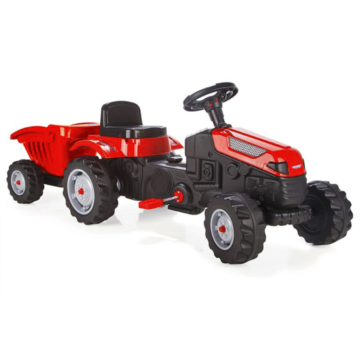 WOOPIE Traktor MAX na pedały z przyczepą czerwony