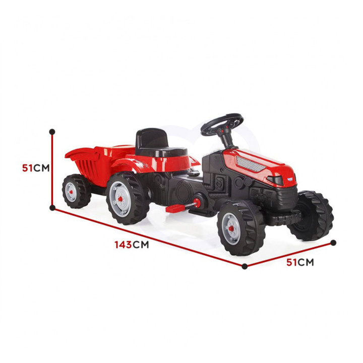 WOOPIE Farmer GoTrac MAXI Pedal Tractor with Silent Wheel Trailer