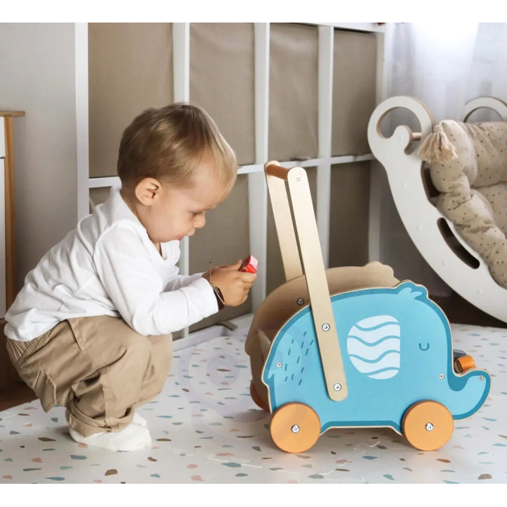 VIGA PolarB Wooden 2-in-1 Stroller, Walker, Elephant