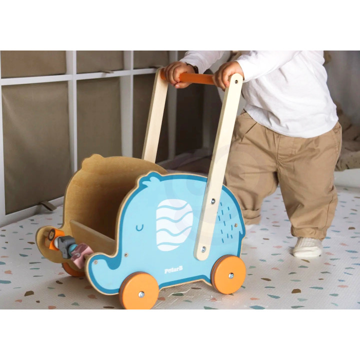 VIGA PolarB Wooden 2-in-1 Stroller, Walker, Elephant