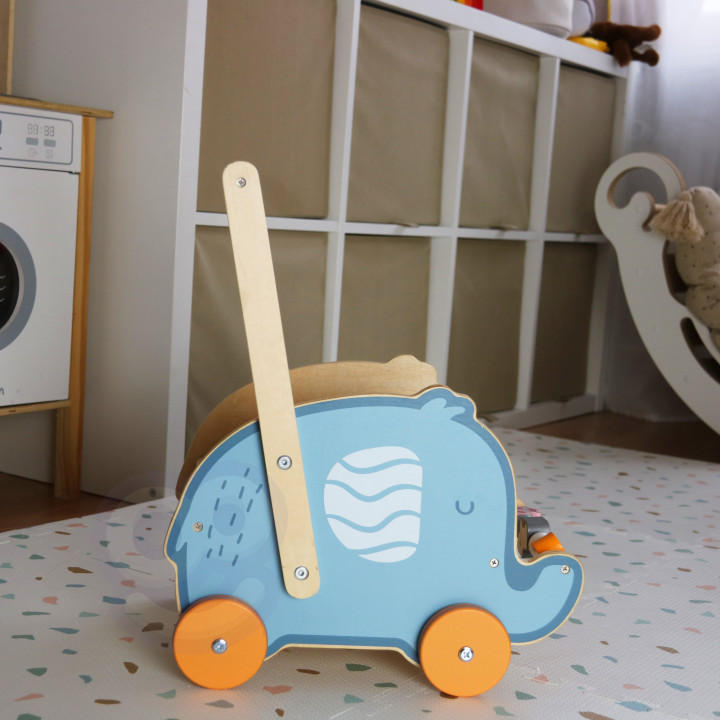 VIGA PolarB Wooden 2-in-1 Stroller, Walker, Elephant