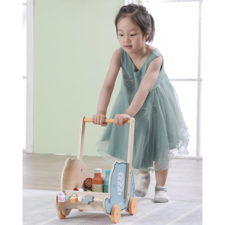 VIGA PolarB Wooden 2-in-1 Stroller, Walker, Elephant