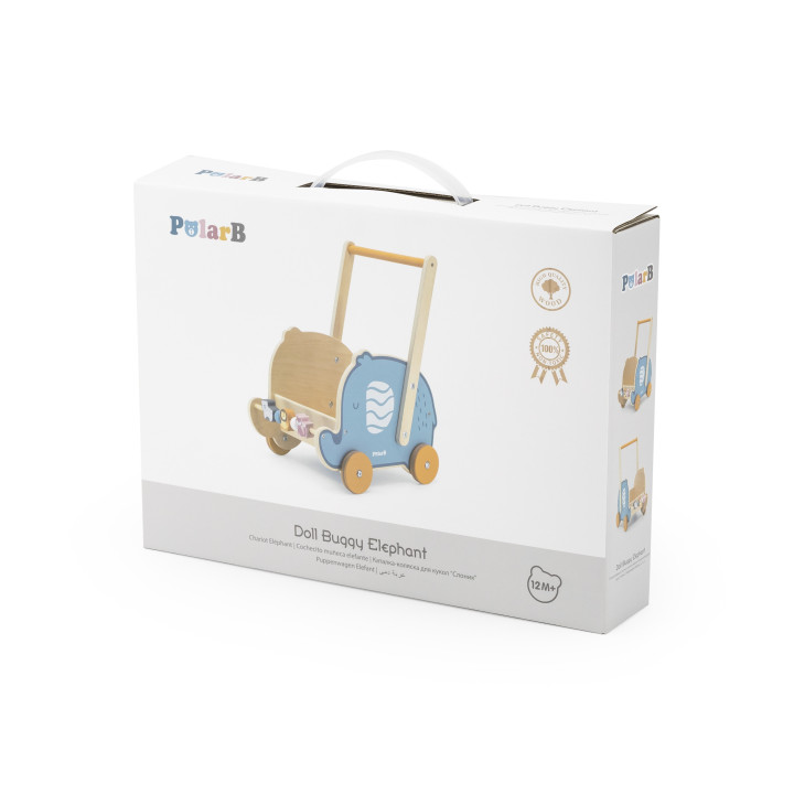 VIGA PolarB Wooden 2-in-1 Stroller, Walker, Elephant