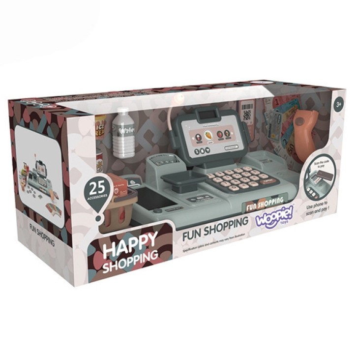 WOOPIE Kids' Cash Register Scanner Scale Microphone + 25 Accessories