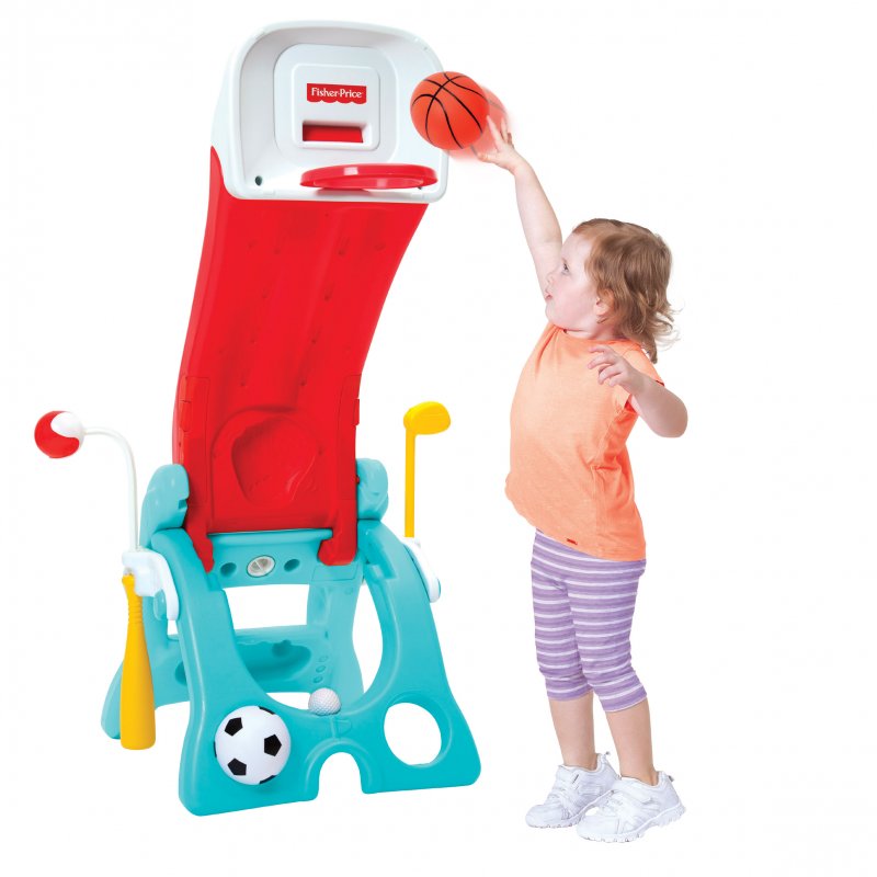 Centrum Aktywności Qwikflip 6w1 to wielofunkcyjna zabawka, która idealnie nadaje się do zabawy w domu jak i w ogrodzie. W trybie zjeżdżalni oferuje łagodnie nachylony ślizg, pewne uchwyty oraz antypoślizgowe stopnie. Po przekształceniu zjeżdżalni otrzymujemy koszykówkę z szeroką, stabilną podstawą oraz regulowaną tablicę koszykówki. Dodatkowymi funkcjami zabawki są: gra w golfa oraz baseball czy piłka nożna. Wymiary w trybie koszykówki: 81 x 75,2 x 120,4 cm Wymiary w trybie zjeżdżalni: 104,4 x 75,2 x 63,2 cm Waga produktu: 5,1 kg  Tekst pochodzi ze strony https://brykacze.pl/fisher-price-centrum-aktywnosci-qwikflip-6w1-6393.html Prawa autorskie brykacze.pl