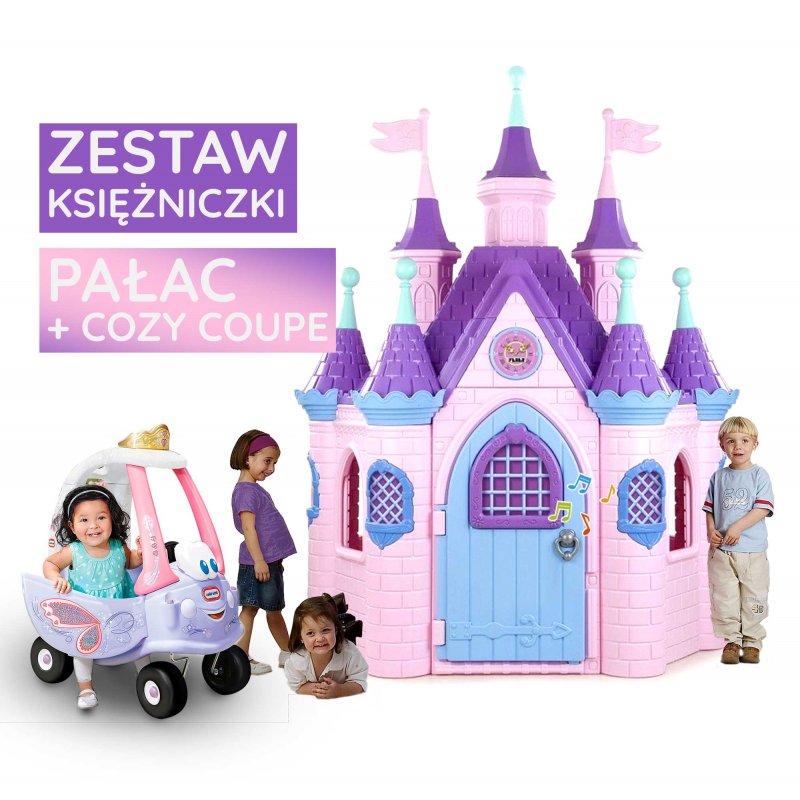 FEBER Ogromny pałac księżniczki Super Palace + Samochód wróżki Cozy Coupe Little Tikes auto